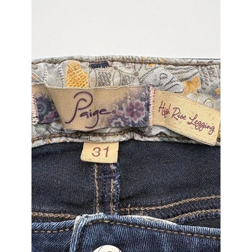 Paige Skyline Skinny Jeans High Rise Women Size 31 Dark Indigo Blue Stretch